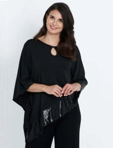 Liz Jordan Sequin Hem Cape Top - Picture 1 of 5