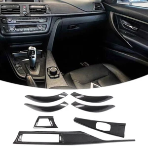 7PCS Carbon Fiber Look Black Interior Door Trim Dash Cover For BMW F30 F35 F36 - Picture 1 of 16