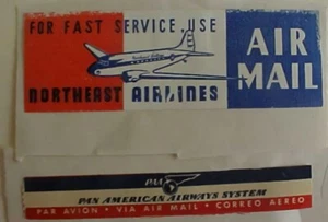 US AIR LABLE NORTH EAST & PAN AMERICAN BOTH MINT NO GUM - Picture 1 of 1