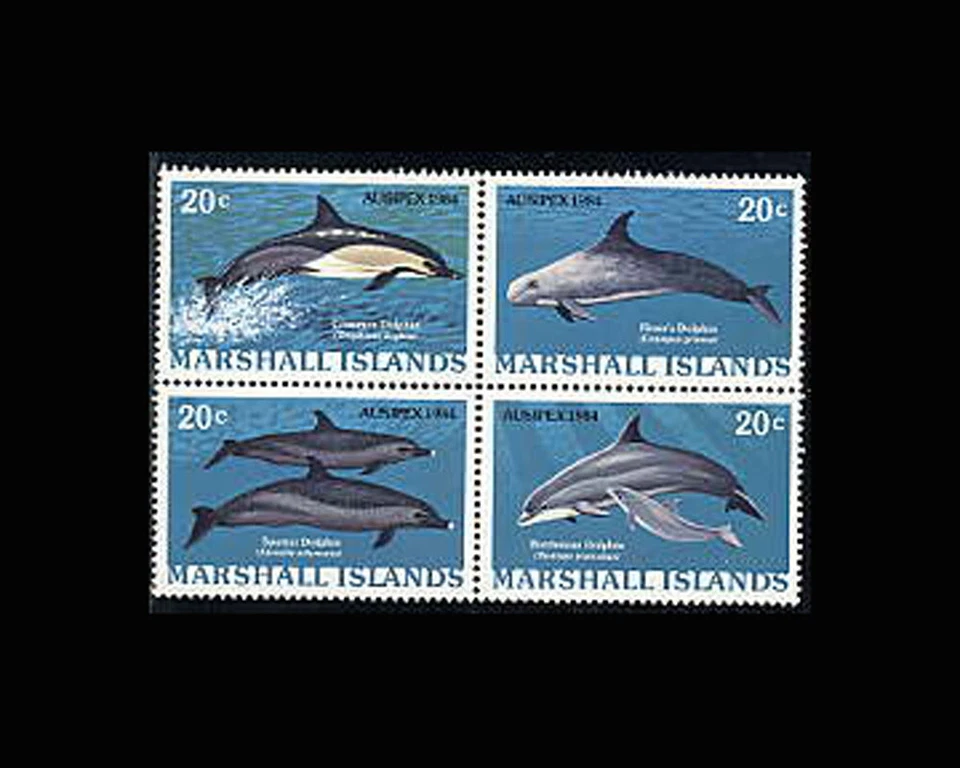 MARSHALL IS, Sc #57a, MNH, 1984, Dolphins, marine life - Image 1 of 1