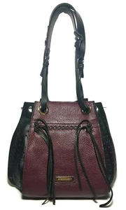NWT $298 BCBG BCBGMAXAZRIA Burgundy Spice and Black Mikko Leather Handbag - Picture 1 of 5