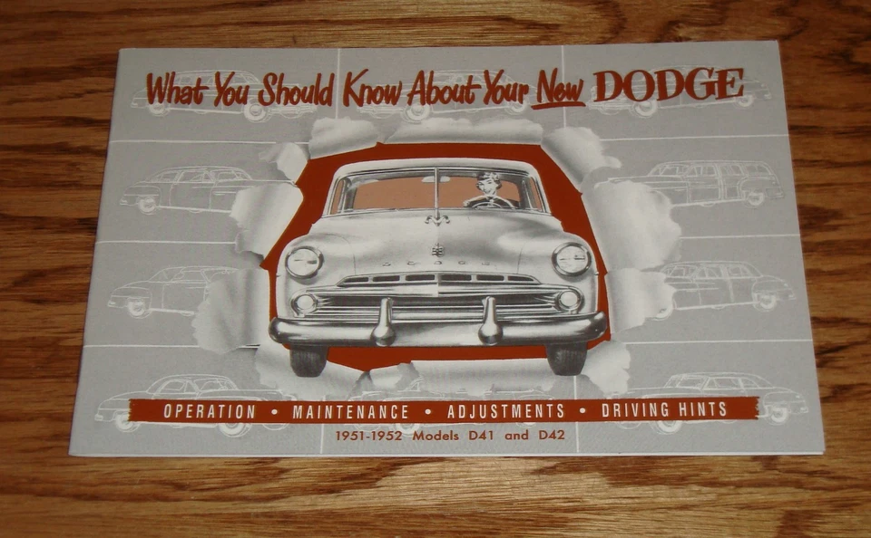 Dodge 1951 1952 manual de operadores del propietario 51 52 D41 Coronet Wayfarer Meadowbrook Foto 1 de 1