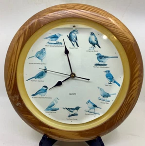 Bird Wall Clock 13" Diameter Rustic Nature Decor Birds Illustrated - Picture 1 of 6