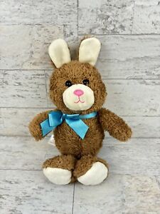 Animal Adventure Brown Furry Bunny Rabbit 10" Plush Blue Bow 2018 Soft Cute!