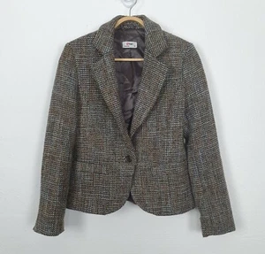 Vintage TARGET Womens Jacket Size 8 Brown/Soft Blue Tweed Wool Blend - Picture 1 of 5