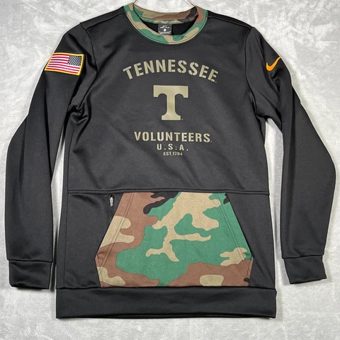 Tennessee Volunteers Sweatshirt Small Black Camo Dri Fit Military Pullover Nike Cover
