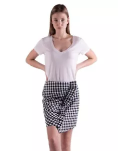 Anthropologie Lili's Closet Ruffled Gingham Mini Skirt Black White Size S Small - Picture 1 of 5