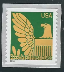 Scott # 3796...(25) Cent... Eagle (2003)...Green & Gold...4 Stamps - Picture 1 of 1