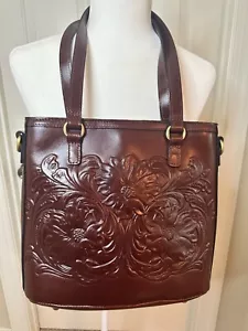 New Patricia Nash Tessali Embossed Leather Crossbody Tote Bag With Floral Design - Picture 1 of 12