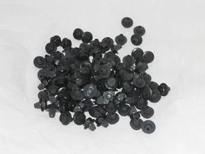 (100) AE LOGO REPLACEMENT PLASTIC RIVETS BOLTS BLACK WHEEL RIM 8mm POST DIAMETER - Picture 1 of 4