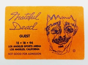 Grateful Dead Backstage Pass Los Ángeles 18/12/94 18/12/1994 Jerry Garcia Art BK - Imagen 1 de 12