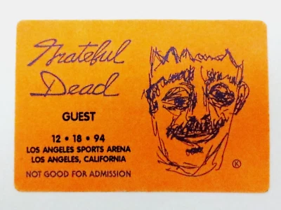 Grateful Dead Backstage Pass Jerry Garcia Art BK Los Ángeles 18/12/94 18/12/1994 Foto 1 de 4