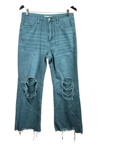 Vervet Camo Green Leslie 90s Vintage Flare Distressed Denim Jeans Gr. 28 Cropped - Bild 1 von 4