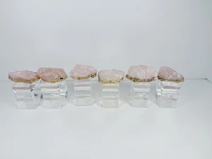 Z Gallerie Set di 6 anelli tovaglioli in vetro bordo lamina oro quarzo rosa grezzo - Foto 1 di 8