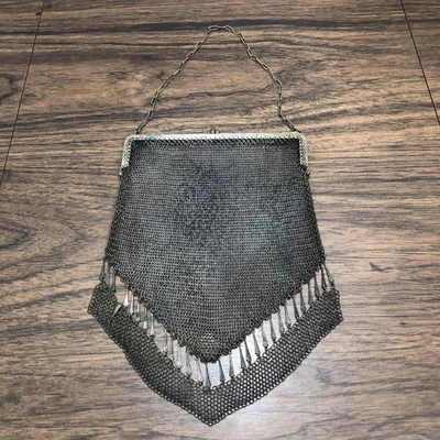 Vtg German Silver ChainMail Purse Clutch Bag Mesh Link Hinged Frame Kiss Lock - Image 1 of 4