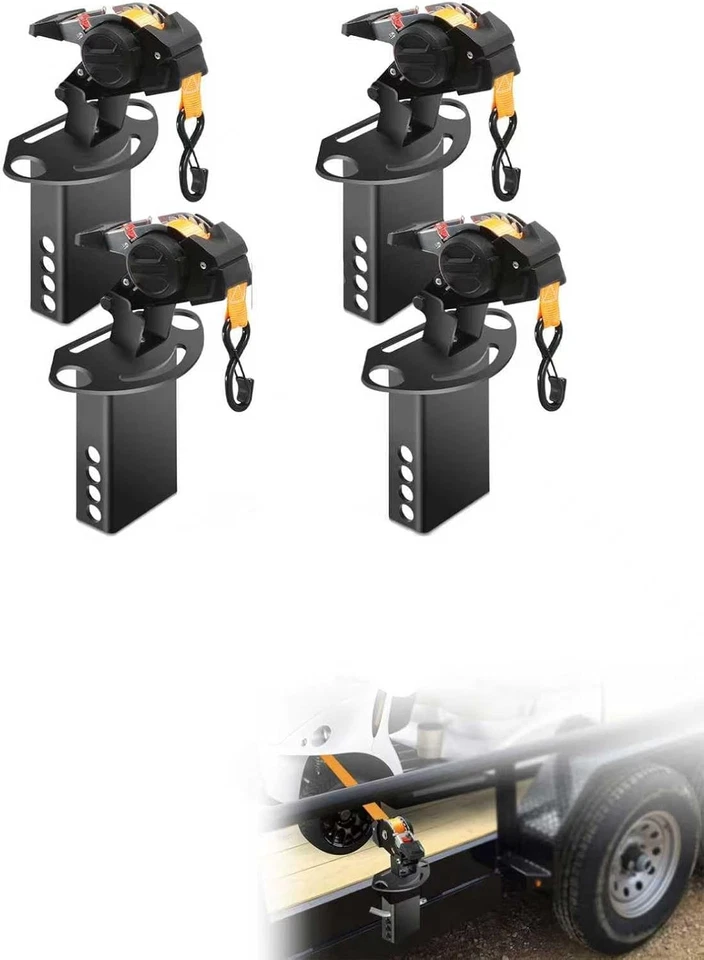 Correas de trinquete retráctiles de doble pivote para cama de remolque, rotación multiángulo (4P) Foto 1 de 4