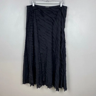 J. Jill Asymmetrical Ruffle Maxi Skirt Black Whimsygoth Dark Fairy Size 16 - Image 1 of 4