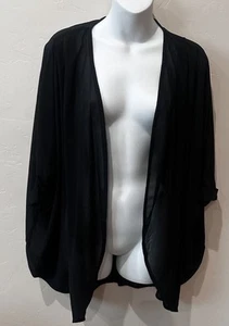 Black Chiffon Kimono with Cuffed Sleeves OS - Picture 1 of 5