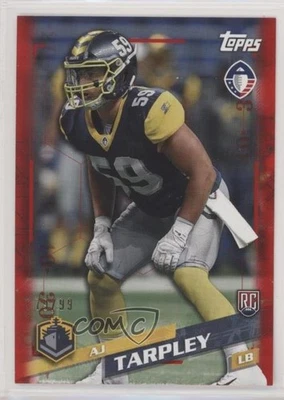 2019 Topps Alliance of American Football Red /99 AJ Tarpley #18 - Image 1 of 2