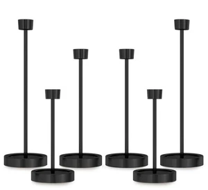 Black Candlestick Holders, Taper Candle Holder Set of 6, Metal Pillar Candle ... - Picture 1 of 8