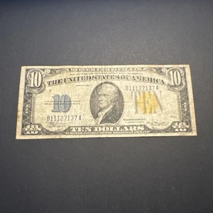 North Africa WWII Silver Certificate 1934A Circ Yellow Seal $10 Ten Dollar BA - Picture 1 of 2