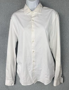 Denim & Flower Ricky Singh White Cotton Button Up Shirt Men’s Large Floral Trim - Picture 1 of 7