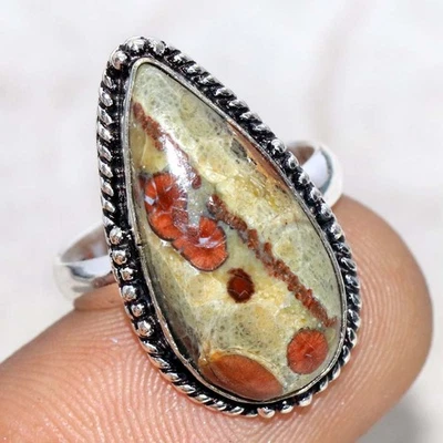 Anillo Chapado en Plata 925 Obsidiana Cacahuete EE. UU. 6.5 Oficina Fiesta Regalo GW Foto 1 de 3