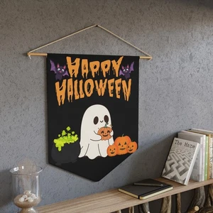 Feliz Halloween Banderín Bandera Fantasma Espeluznante y Caldero - Taco y Cordel Incluidos - Imagen 1 de 5