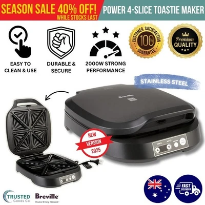 Breville 4-Slice Electric Jaffle Toastie Maker Snacks Press Sandwich Non-stick - image 1 of 4