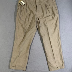 Vintage 80er Savane Bundfaltenhose braun gerades Bein Hose Bündchen Herren 38x30 - Bild 1 von 8
