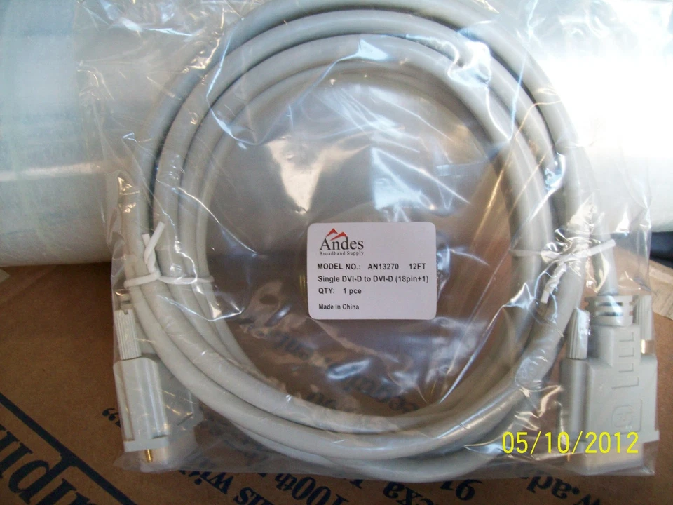 DVI-D Male To DVI-D Male Single Link Digital Video Cable 12ft Ivory - Image 1 of 4