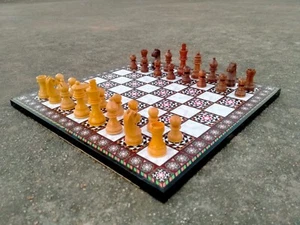 Indian Wooden Laminated 12''x12" Inch Chess Board With magnetic Chess Pieces set - Picture 1 of 9