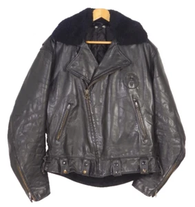 Golden Bear Size 46 Made in USA Black Leather CHP Motorcycle Jacket - Picture 1 of 11
