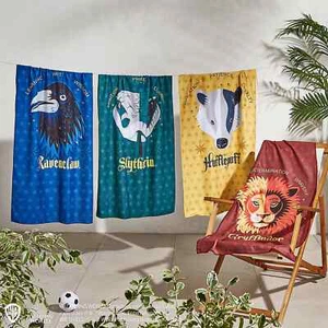 Harry Potter Official Beach Towel Ravenclaw Slytherin Gryffindor Hufflepuff - Picture 1 of 9