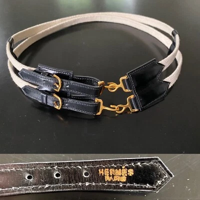 Hermes复古双腰带带金扣 — 第 1/4 张图片
