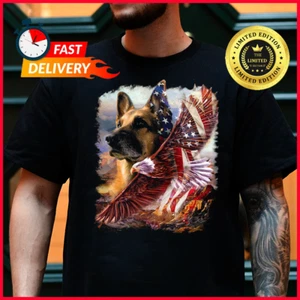 German Shepherd American Patriot Shepherd lover T-Shir - Picture 1 of 3