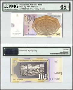 Macedonia 100 Dinara 2007 P16g UNC / PMG Superb GEM68EPQ - Picture 1 of 1