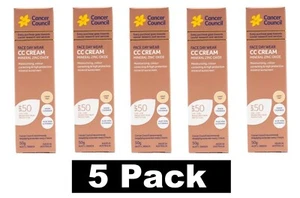 5x Cancer Council Face Day Wear CC Cream mineral zinc oxide SPF50 Light Tint 50g - Picture 1 of 6