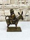 Vintage Brass Casting Nasreddin Hodja Riding Donkey Backwards Card & Pen Holder