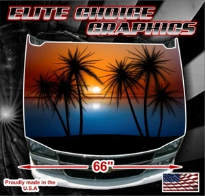 Beach Sunset Vinyl Hood Wrap Bonnet Decal Sticker Graphic - Picture 1 of 1