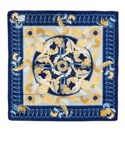 PATEK PHILIPPE Blue And Gold SILK Scarf 33/34" Made In France - Picture 1 of 5