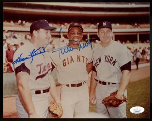 Willie Mays Harmon Killebrew Signed Autographed 8x10 Photo w/ Mantle JSA - Picture 1 of 2