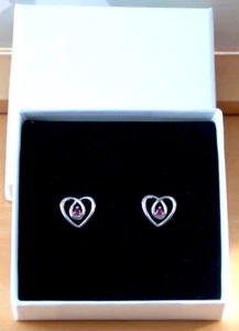 Sterling Silver Ruby Lab Created Heart Stud Earrings/Ruby Earrings/Ruby Gift/UK - Picture 1 of 7