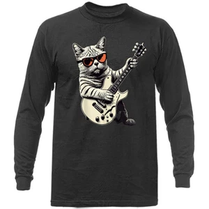 Katze spielt Gitarre Rock Musik Band lustige Tiere Kätzchen Langarm - Bild 1 von 14