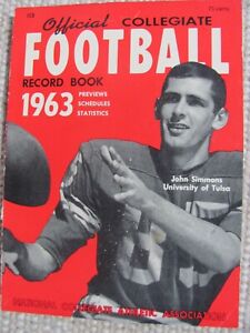 1963 Official Collegiate Football Guide John Simmons Univ. of Tulsa MP200