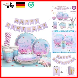 6 Gäste Meerjungfrau Partygeschirr Set 83PCS Meerjungfrau Geburtstag Party Zu... - Bild 1 von 9