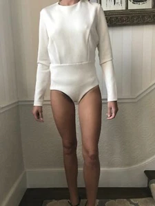 TO DIE FOR AQAQ ivory bodysuit with gold buckle high end M-L UK12 - Picture 1 of 9