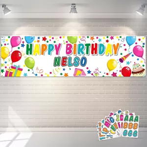 Personalized Birthday Banner with Name DIY Colorful Happy Birthday Banner Backdr - Picture 1 of 6