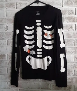 Camiseta Carter Adulto Halloween Manga Larga Talla M Huesos Esqueleto - Imagen 1 de 5