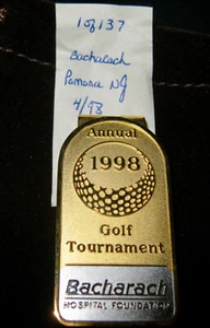 GOLF LOGOED MONEY CLIPS "BACHARACH ANNUAL 1998 GOLF TOURNEY" 1 OF ONLY 137 MADE! - Picture 1 of 6